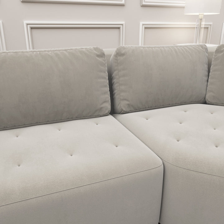 Cuddle XL Luxury Mist Grey Velvet Angled U Shape Sofa MTO Sofa 