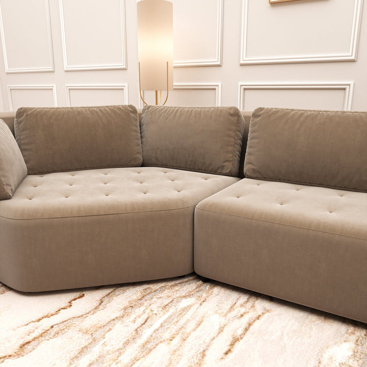 Cuddle XL Luxury Truffle Velvet Angled Corner Sofa MTO Sofa 