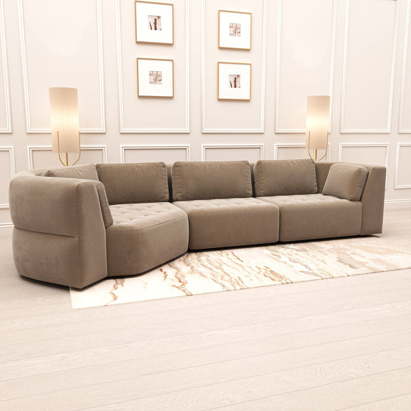 Cuddle XL Luxury Truffle Velvet Angled Corner Sofa MTO Sofa 