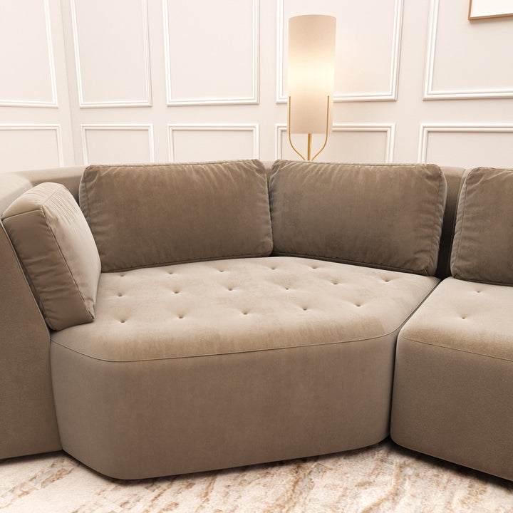 Cuddle XL Luxury Truffle Velvet Angled U Shape Sofa MTO Sofa 