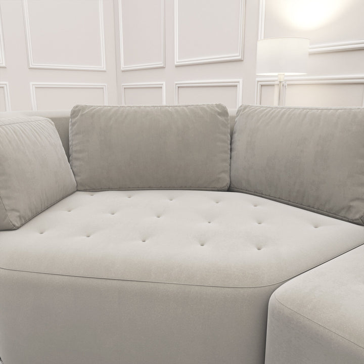 Cuddle XXL Luxury Mist Grey Velvet Angled U Shape Sofa MTO Sofa 