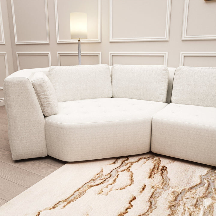 Cuddle XXXL Porcelain Boucle Angled U Shape Sofa MTO Sofa 
