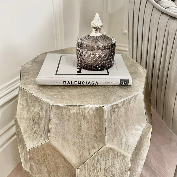 Dante Champagne Drum Side Table End and Side Table 