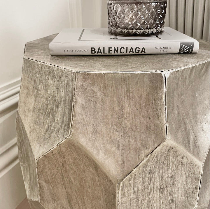 Dante Champagne Drum Side Table End and Side Table 