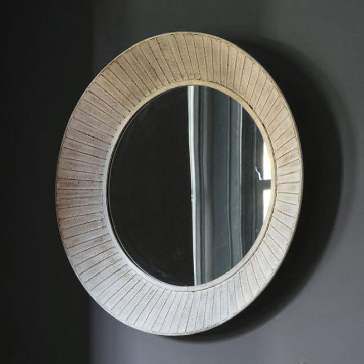 Dawes Cream Distressed Circular Wall Mirror Mirror 