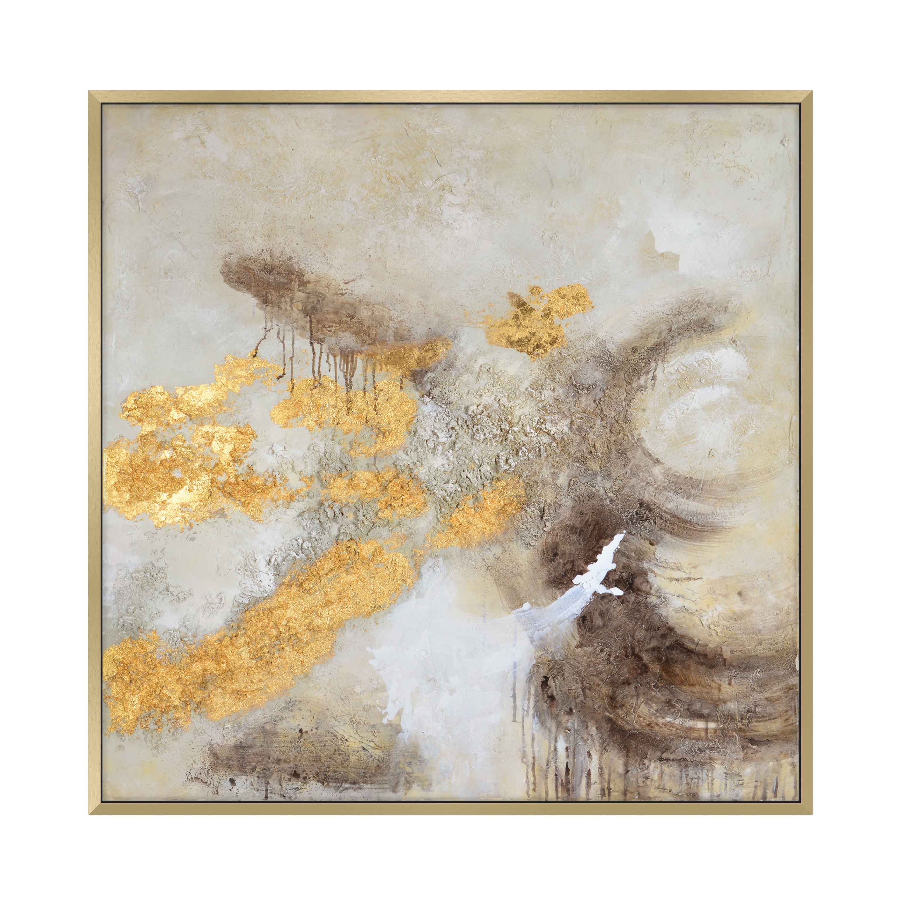 Decadence Large Gold & Taupe Abstract Wall Art Rowen Homes