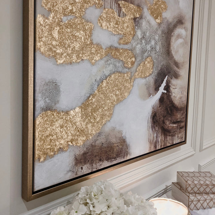 Decadence Large Gold & Taupe Abstract Wall Art Art 