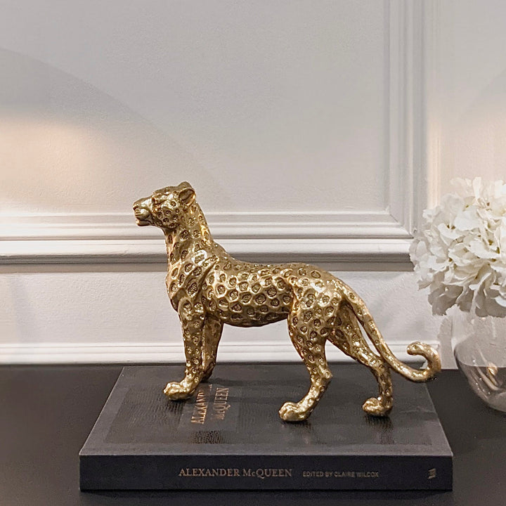 Decorative Gold Standing Leopard Ornament Accessories 