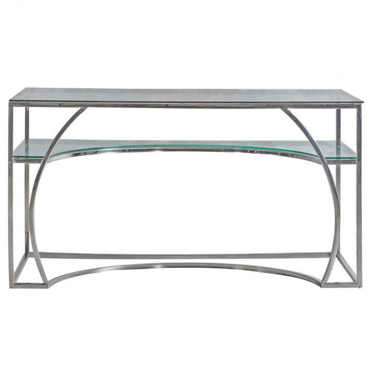 Dominica Curved Silver & Glass Desk Desk / Dressing Table 