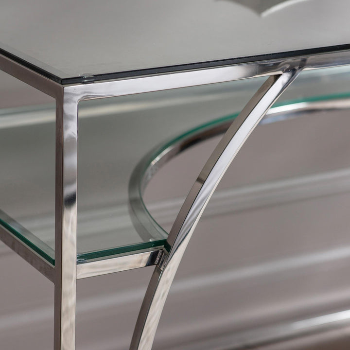 Dominica Curved Silver & Glass Desk Desk / Dressing Table 