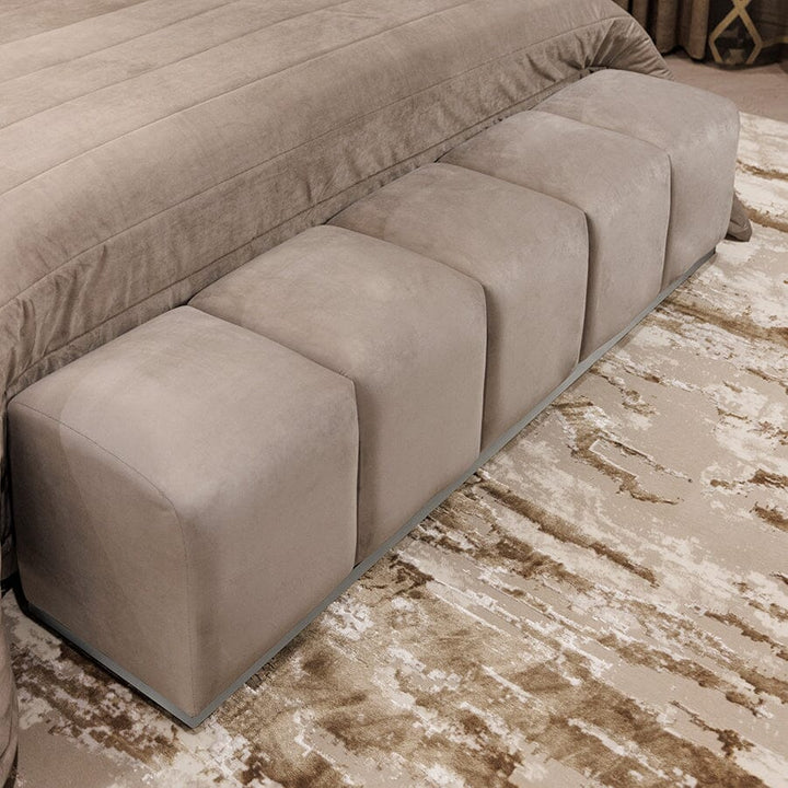 Dove Grey Luxury Velvet & Silver Upholstered Bench Made to Order Bench 