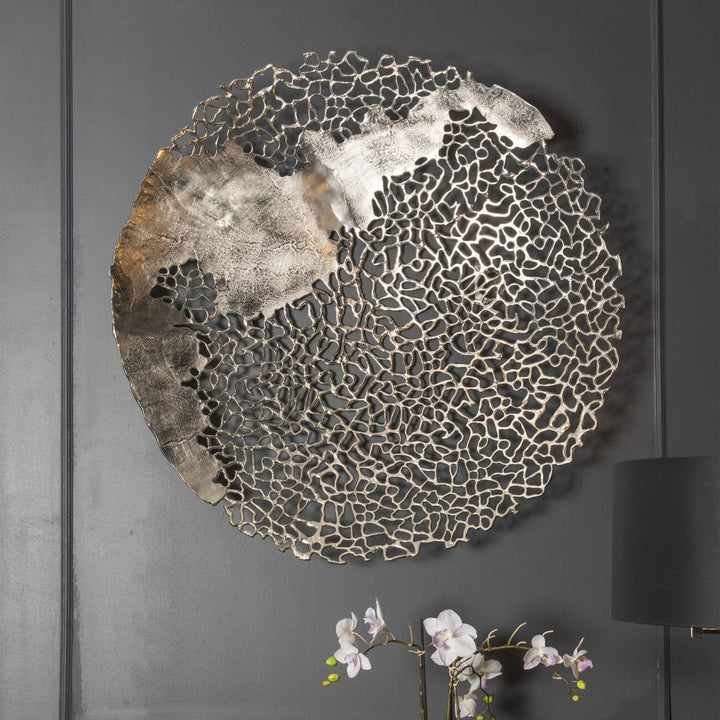 Dowell Silver Coral Effect Wall Sculpture Art 