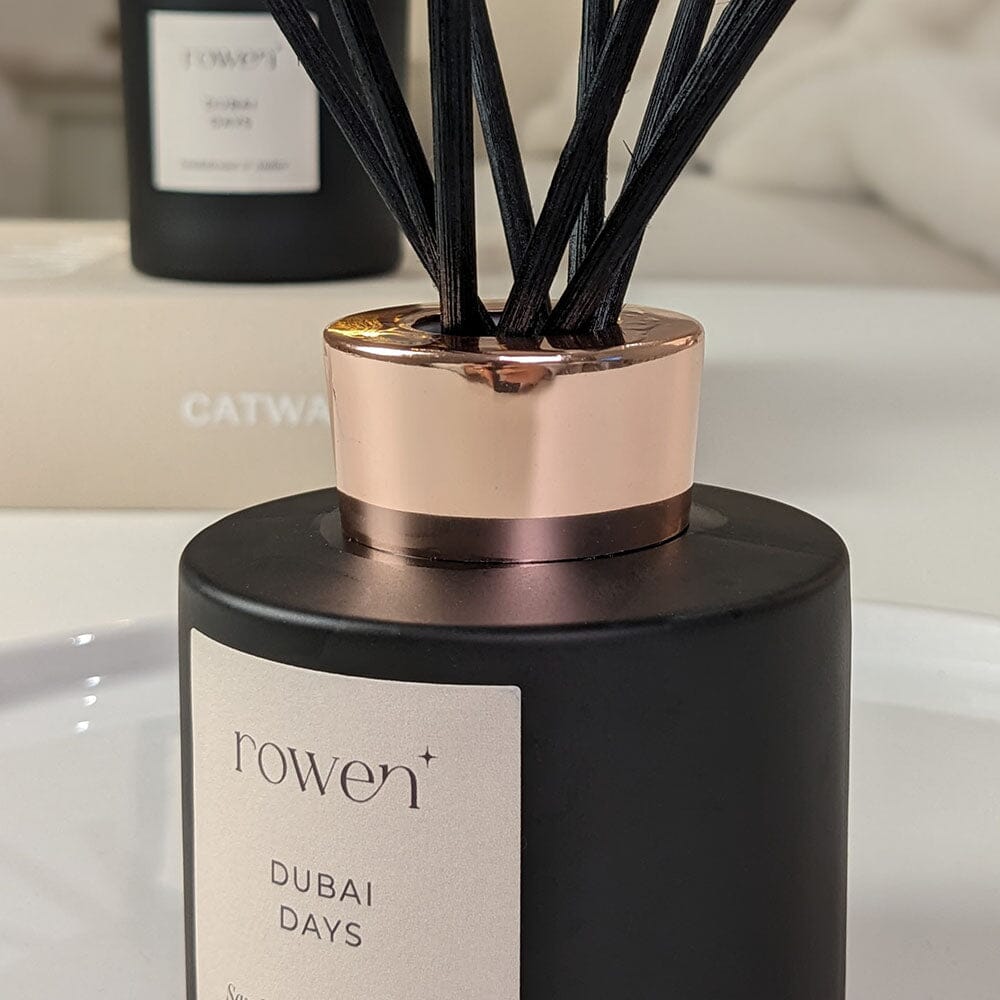 Dubai Days Black & Rose Gold Reed Diffuser - Sandalwood & Amber 120ml ...