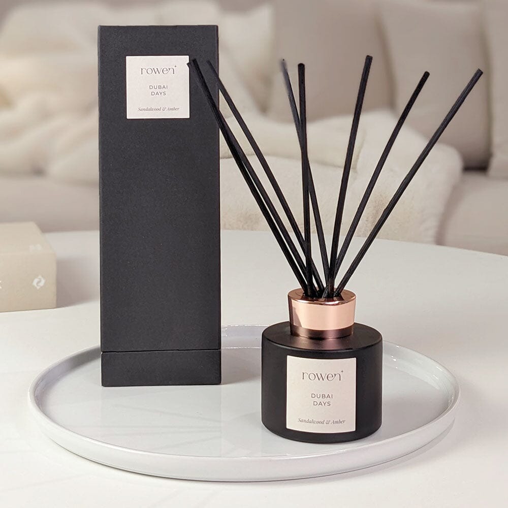 Dubai Days Black & Rose Gold Reed Diffuser - Sandalwood & Amber 120ml ...