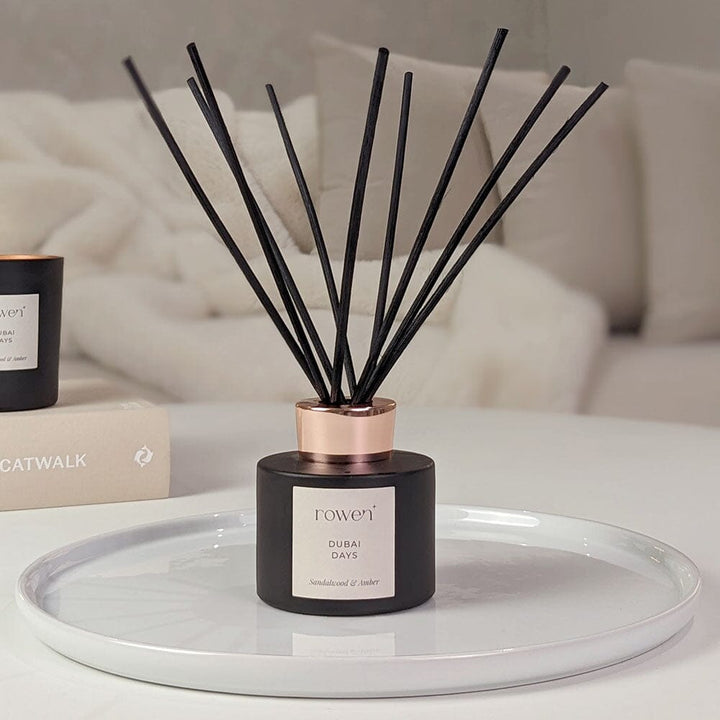 Dubai Days Black & Rose Gold Reed Diffuser - Sandalwood & Amber 120ml ...