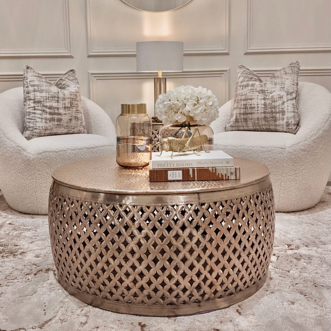 Duvali Gold Round Coffee Table Coffee Table 