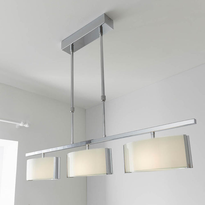 Easton Silver 3 Light Linear Semi Flush Ceiling Light Lighting 