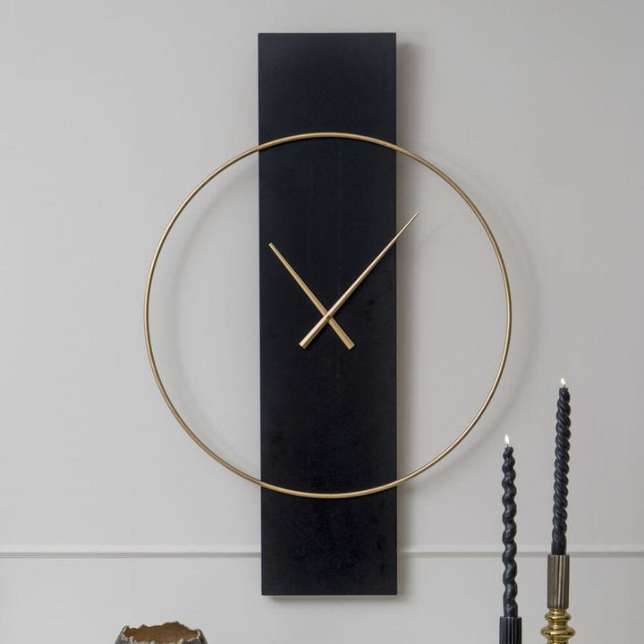 Ecomix Black Panel Gold Wall Clock Art 
