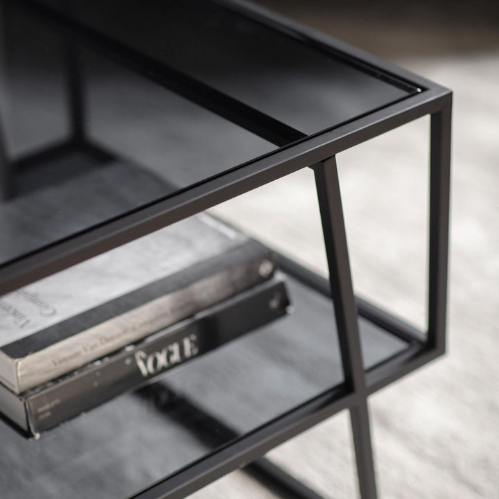 Eldoris Black Metal & Glass Coffee Table Furniture 