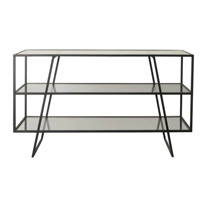 Eldoris Black Metal & Glass Console Table Furniture 