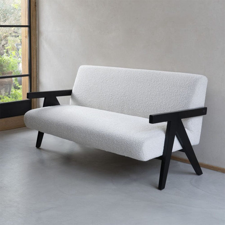 Elino Cream Boucle Sofa with Black Wooden Frame Sofa 