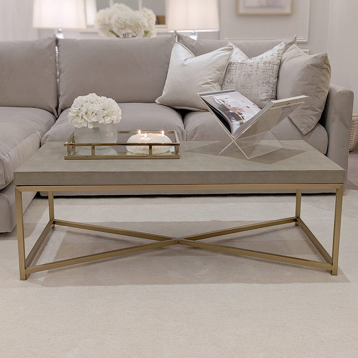 Elixir Mink and Gold Faux Shagreen Coffee Table Coffee Table 