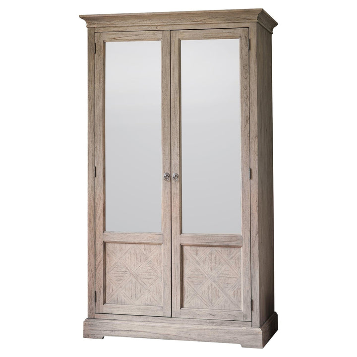 Elysium Natural Wood 2 Mirror Door Wardrobe Furniture 