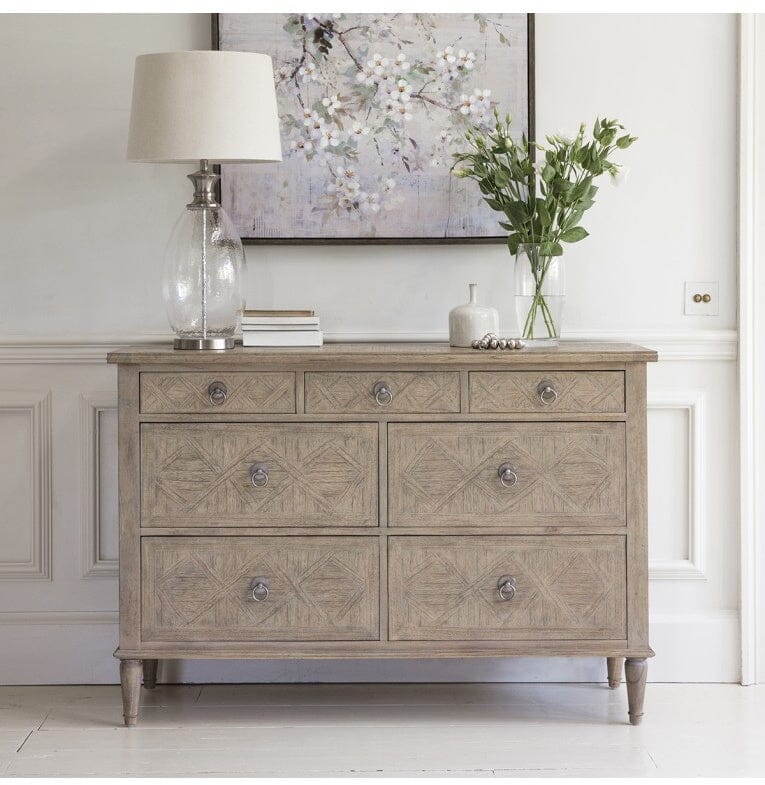 Elysium Natural Wood 7 Drawer Chest Furniture 