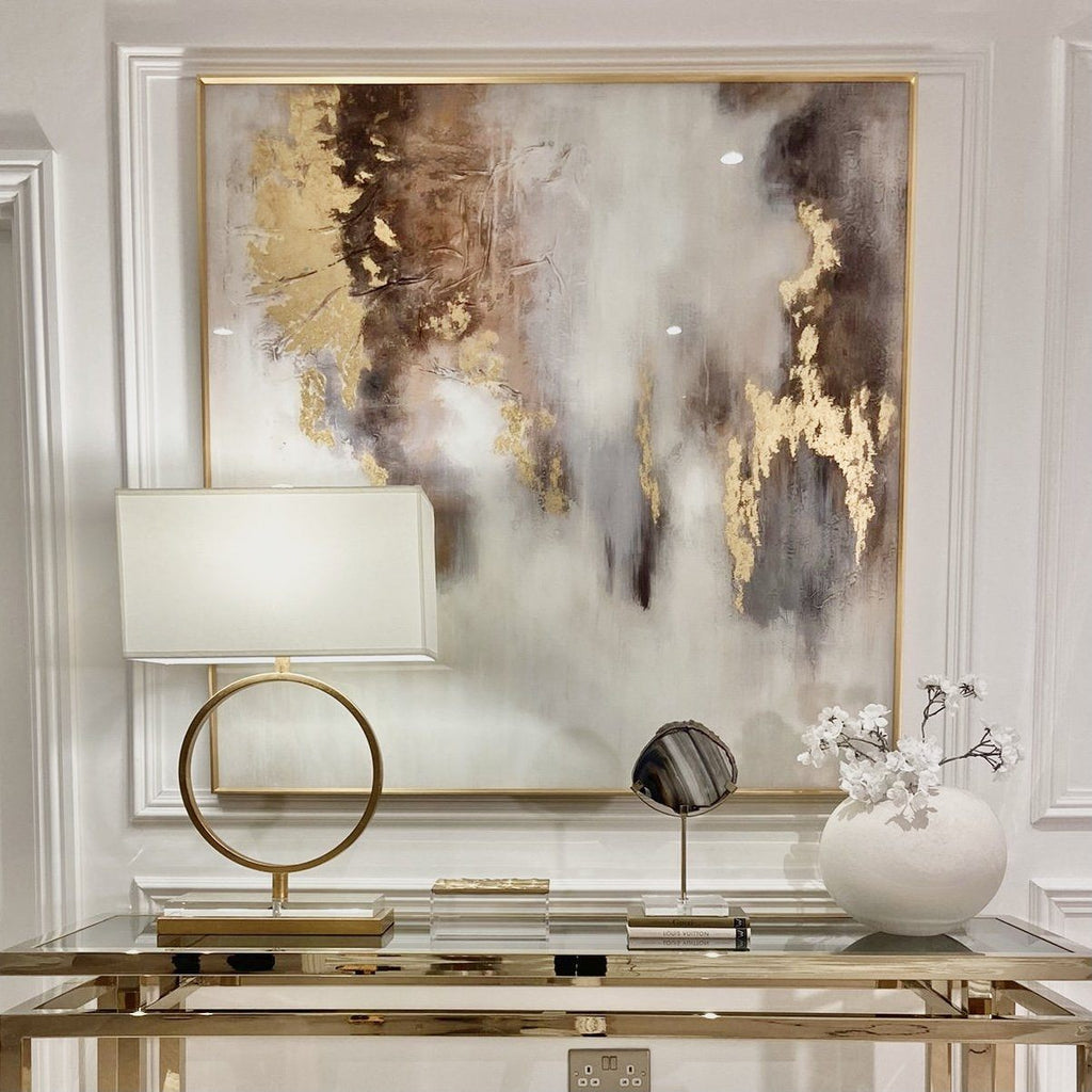 Estela Metallic Abstract Glass Print Wall Art