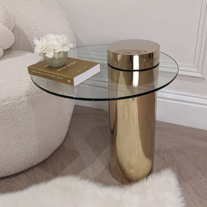 Euphoria Glass and Gold Side Table Furniture 
