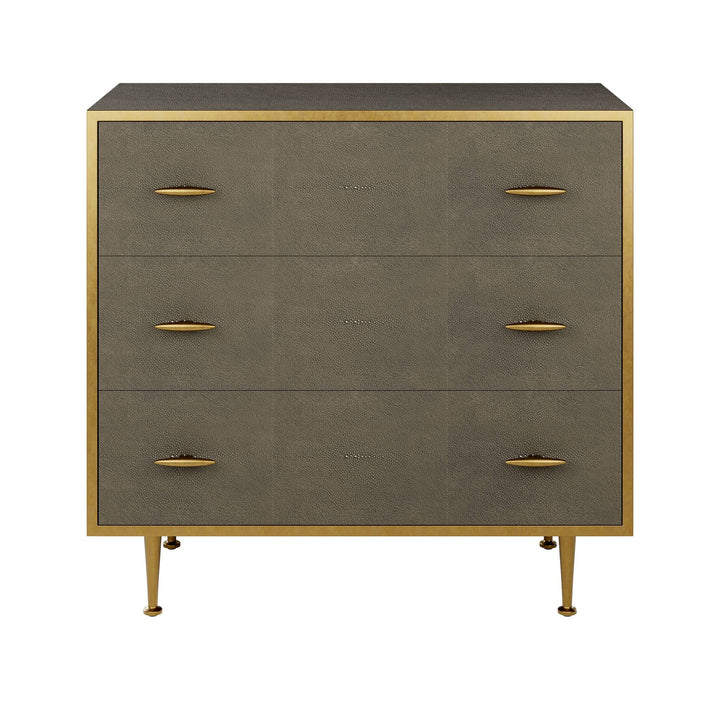 Everleigh Faux Shagreen Grey and Gold Chest of Drawers Furniture 
