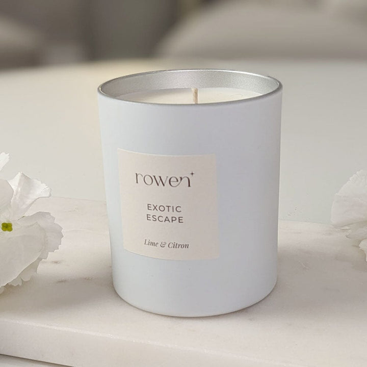 Exotic Escape White & Silver Scented Candle - Lime & Citron Fragrance 