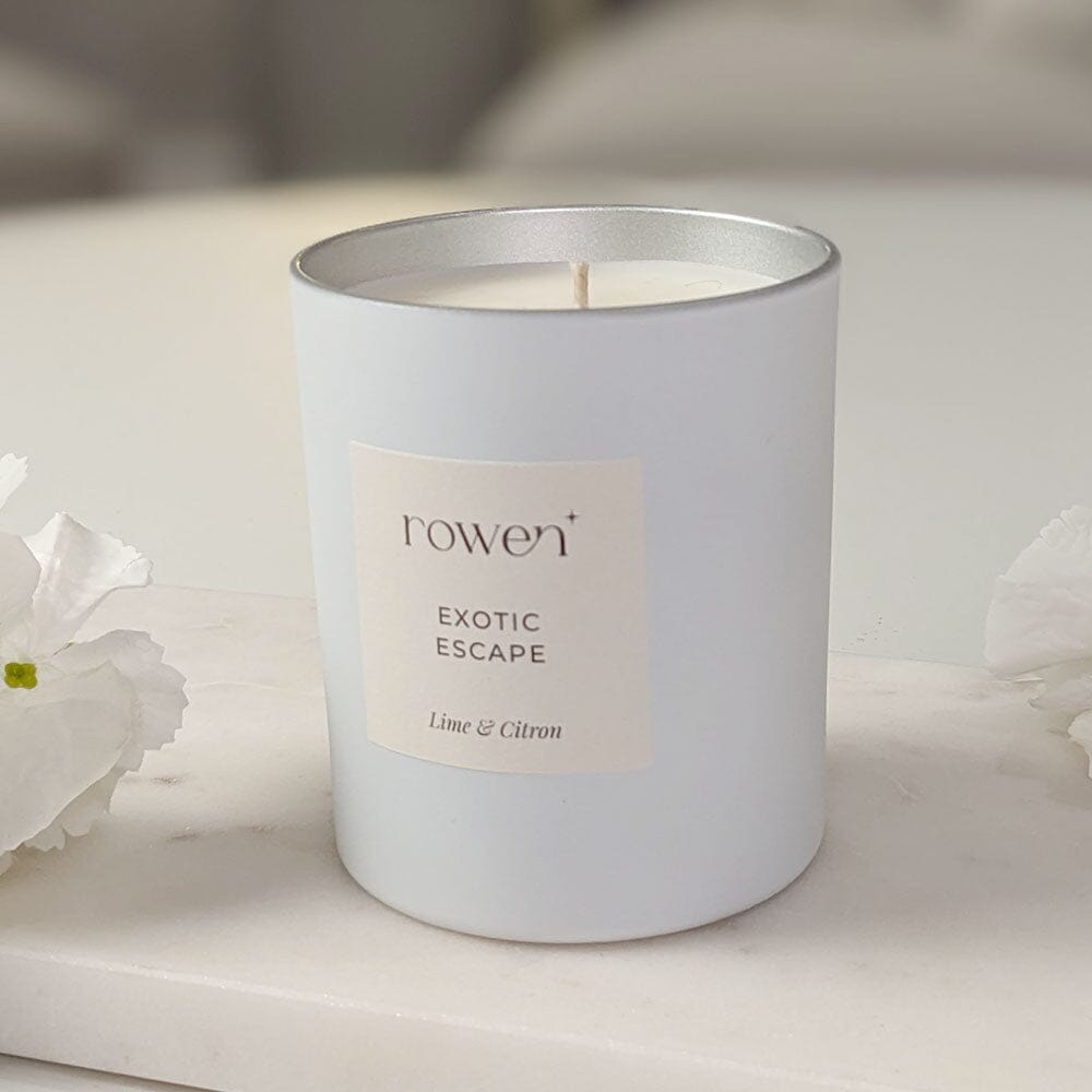 Exotic Escape White & Silver Scented Candle - Lime & Citron Fragrance 