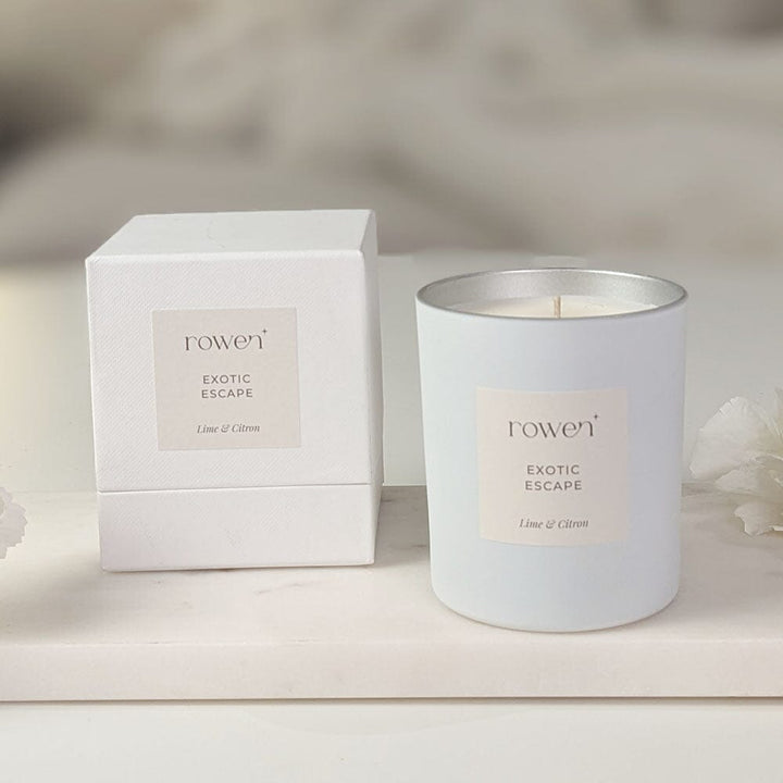 Exotic Escape White & Silver Scented Candle - Lime & Citron Fragrance 