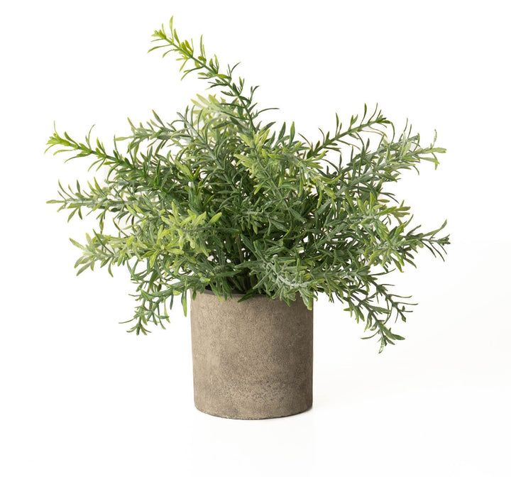 Faux Rosemary Plant in Stone Effect Pot Garden 