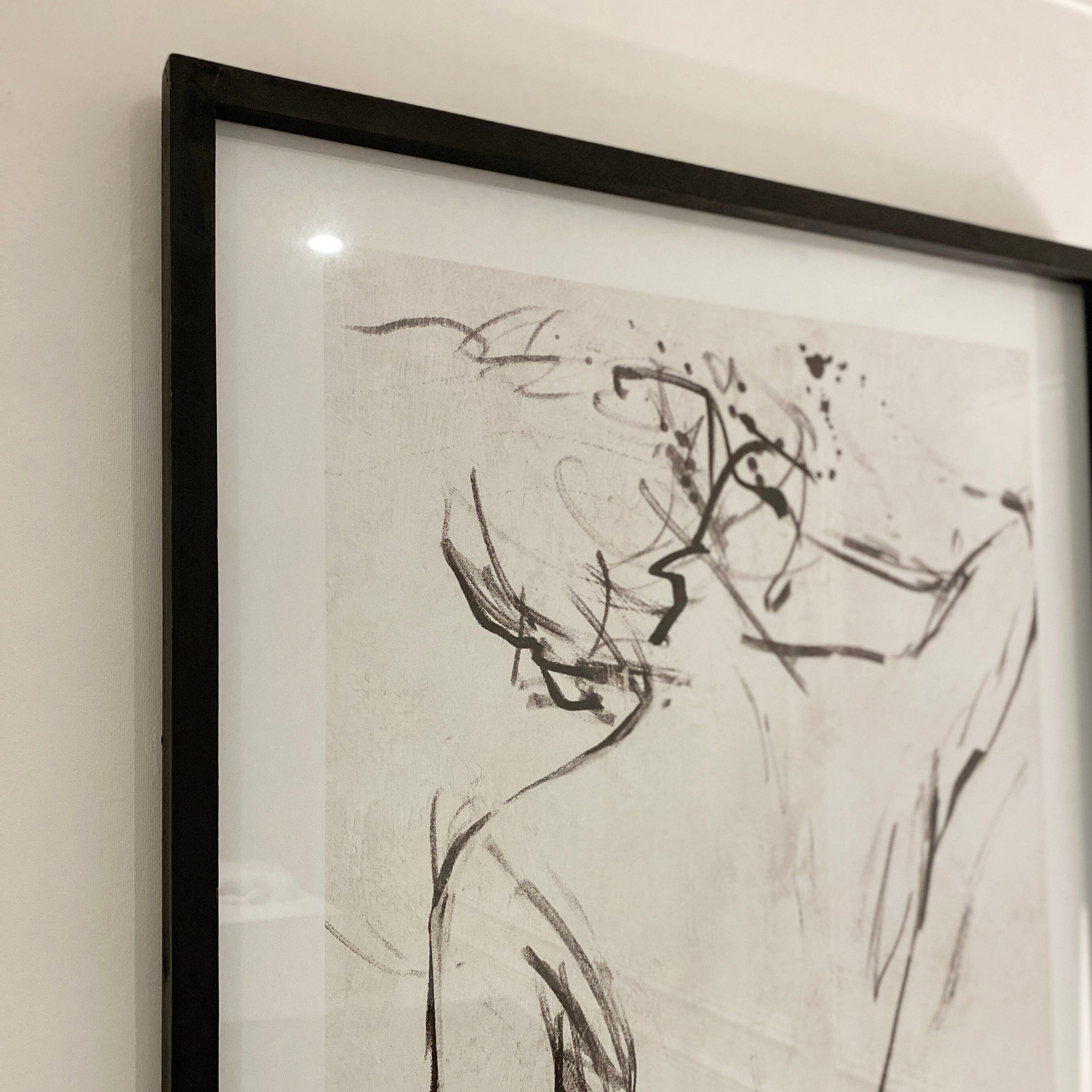 Female Pose Framed Cream & Black Wall Art 85 x 60cm Rowen Homes