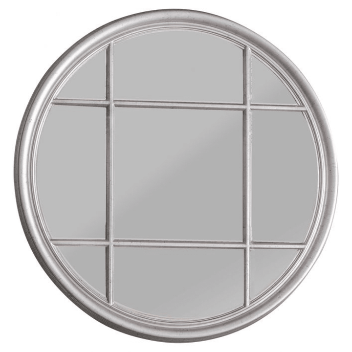 Fiddock Round Silver Wooden Window Mirror Mirror 