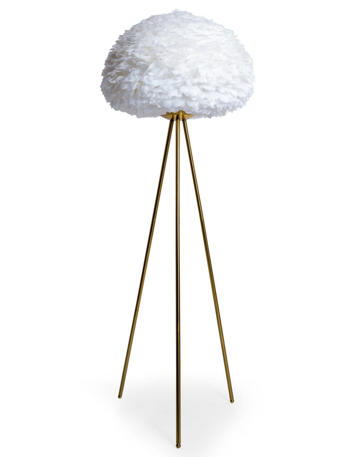 Florina White & Gold Tripod Feather Floor Lamp Lighting 