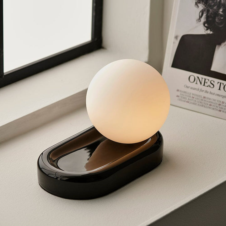 Fulmer Black Ceramic Table Lamp with Opal Glass Lighting 