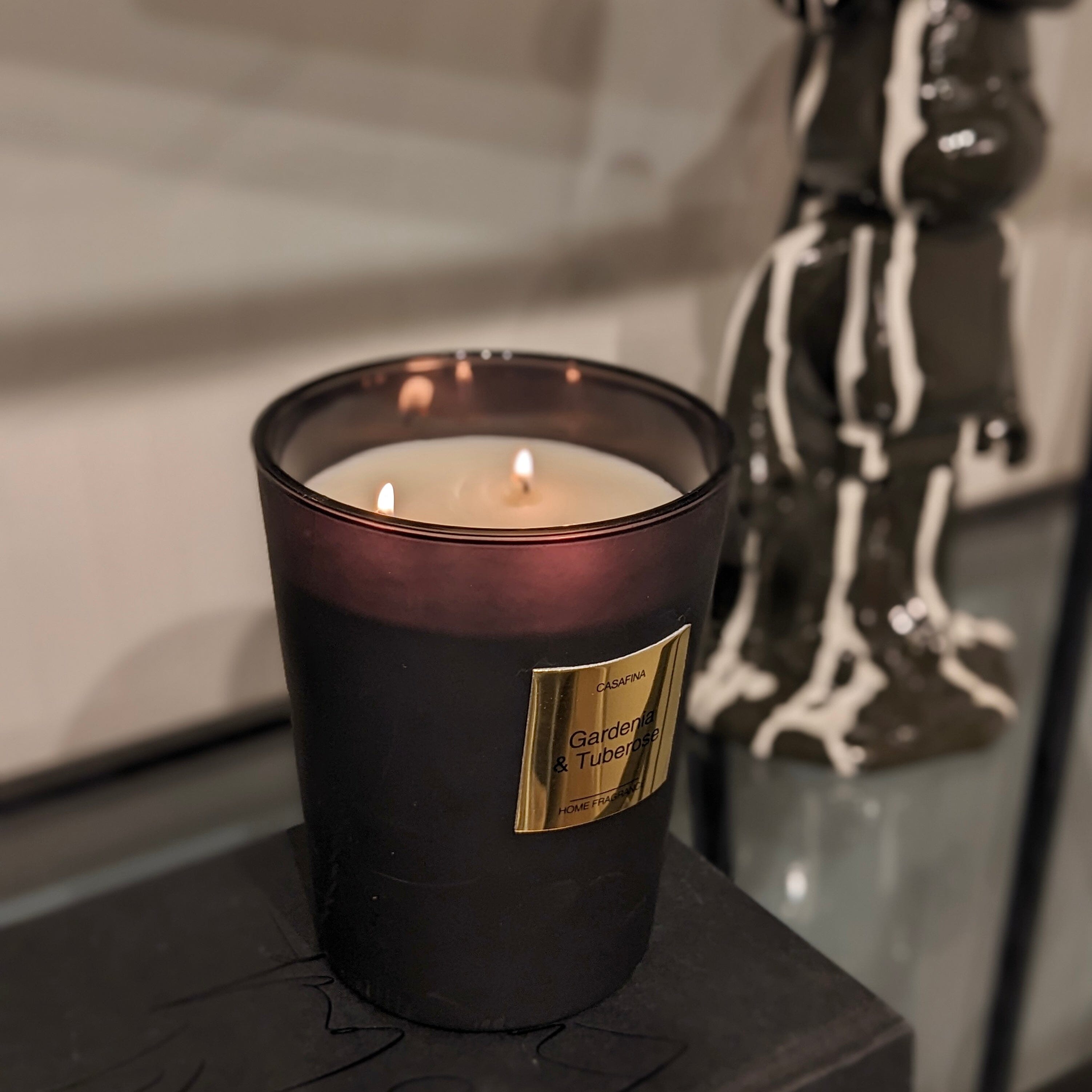 Gardenia & Tuberose Large Black Candle Rowen Homes