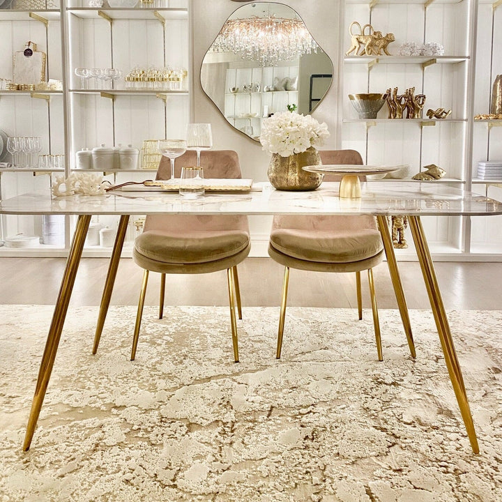 Gia Marble and Gold Dining Table Kitchen 