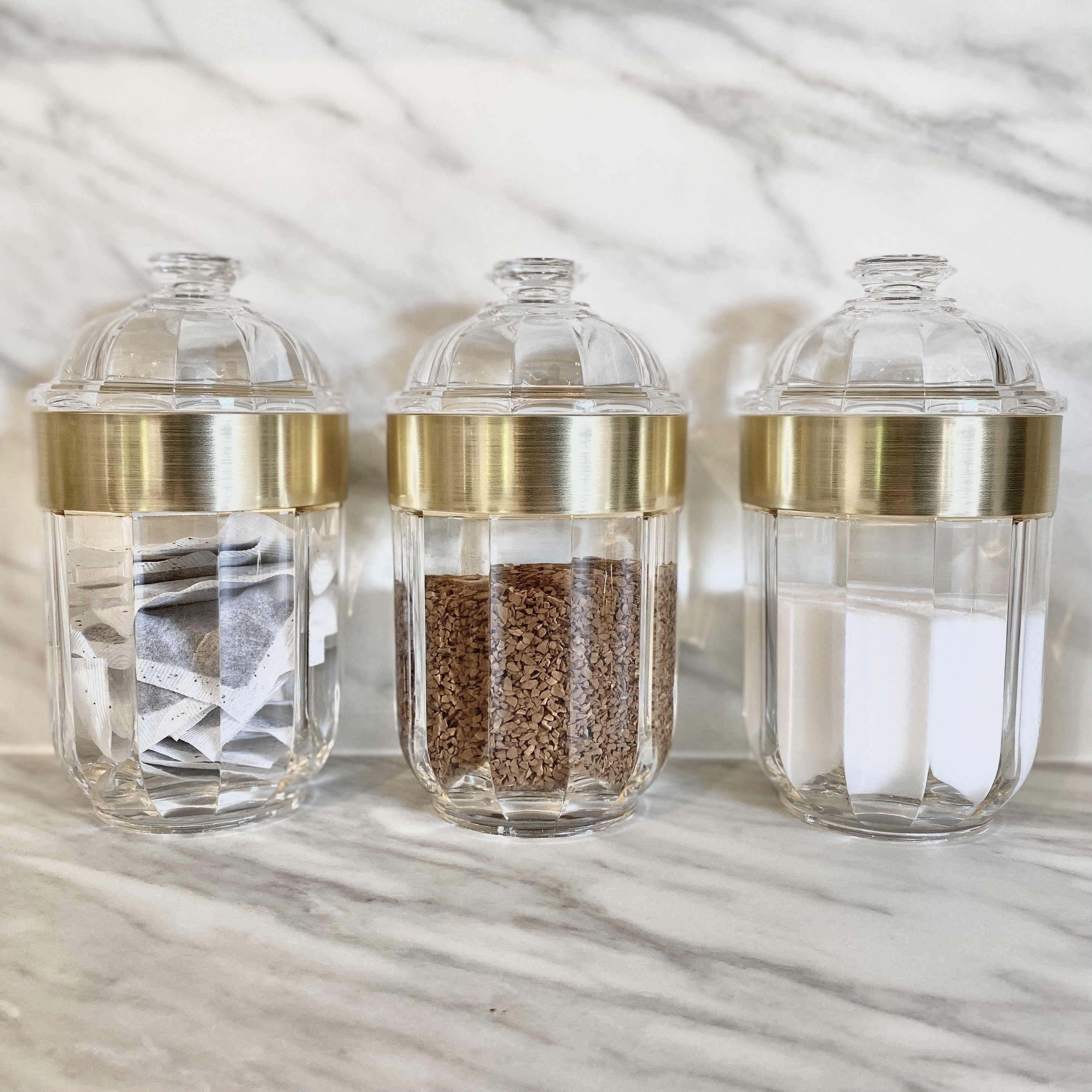 Gianna Medium Acrylic Canister with Gold Rim - Set of 3 Kitchen 