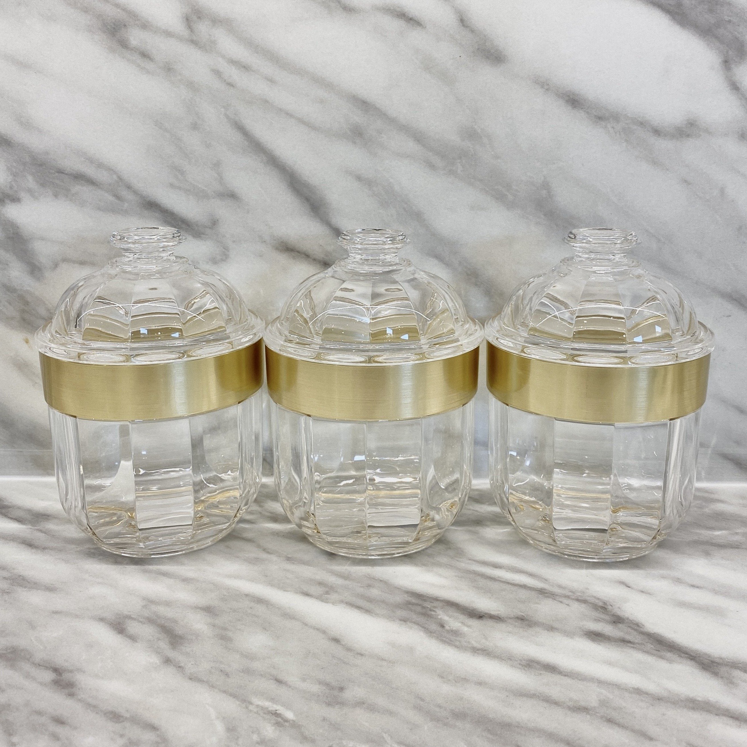 Gianna Small Acrylic Canister with Gold Rim - Set of 3 Kitchen 
