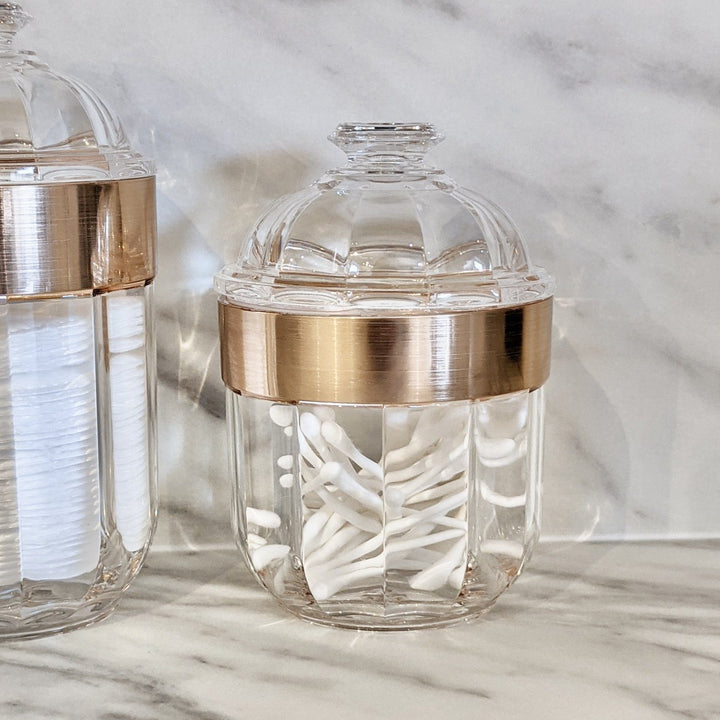 Gianna Small Acrylic Canister with Rose Gold Rim Accessories 