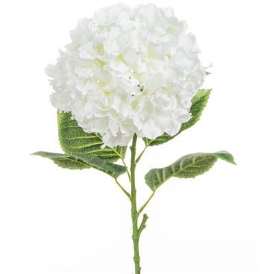 Giant Pom Pom White Faux Hydrangea Single Stem Flower Florals and Plants 