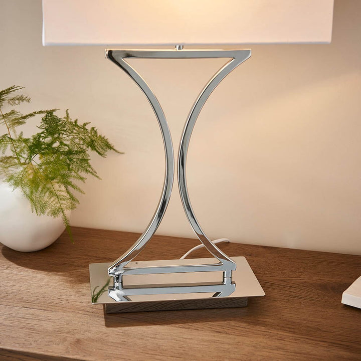 Gideon Silver Table Lamp with White Shade Lighting 