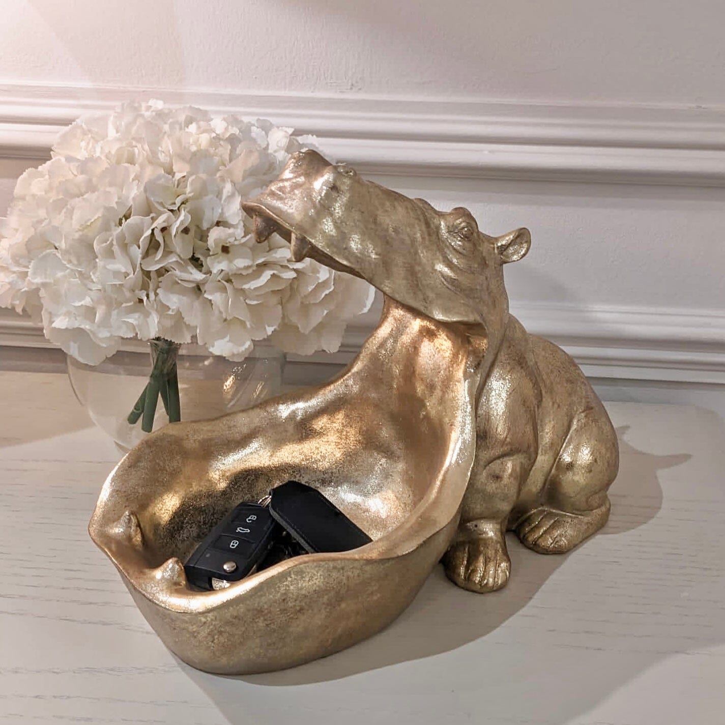 Gold Hippo Decorative Storage Bowl Accessories 