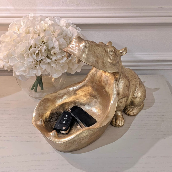 Gold Hippo Decorative Storage Bowl Accessories 