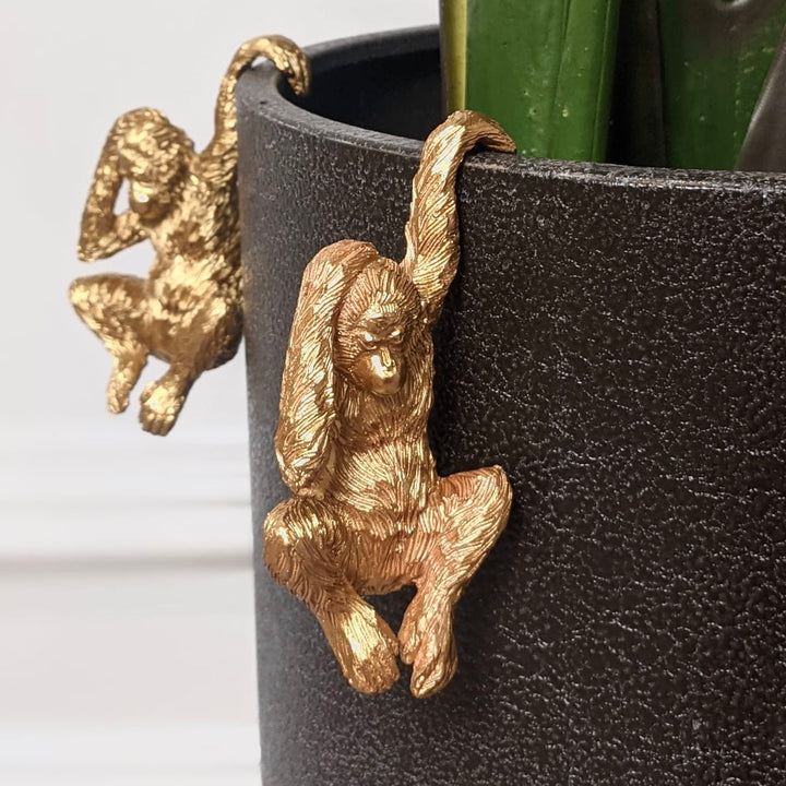 Gold Orangutan Pot Hanger - Set of 2 Accessories 