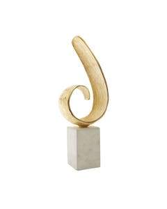 Gold XL Curl Sculpture on Marble Base Accessories 